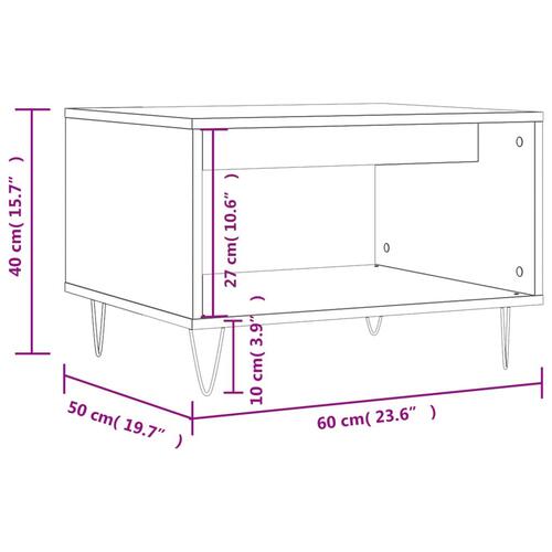 Sofabord 60x50x40 cm konstrueret træ røget egetræsfarve