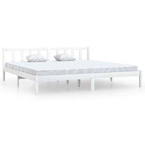 Sengestel 200x200 cm massivt fyrretræ hvid