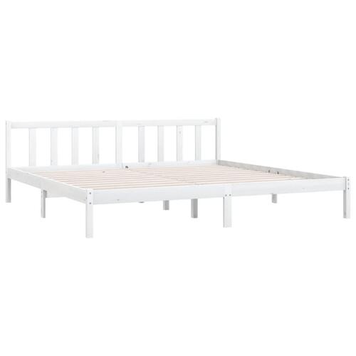 Sengestel 200x200 cm massivt fyrretræ hvid