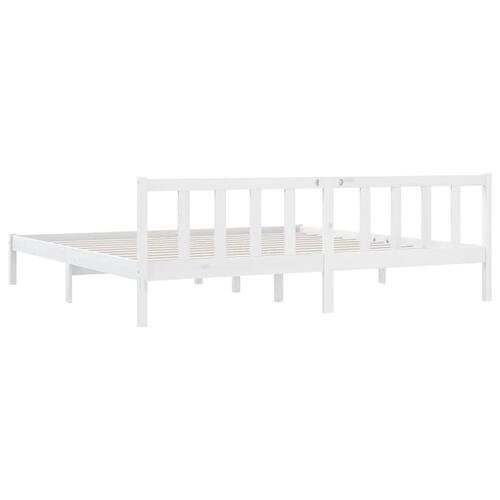 Sengestel 200x200 cm massivt fyrretræ hvid