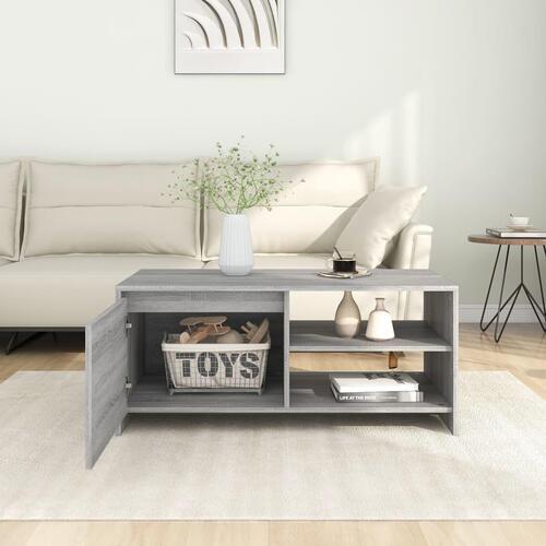 Sofabord 102x50x45 cm konstrueret træ grå sonoma-eg