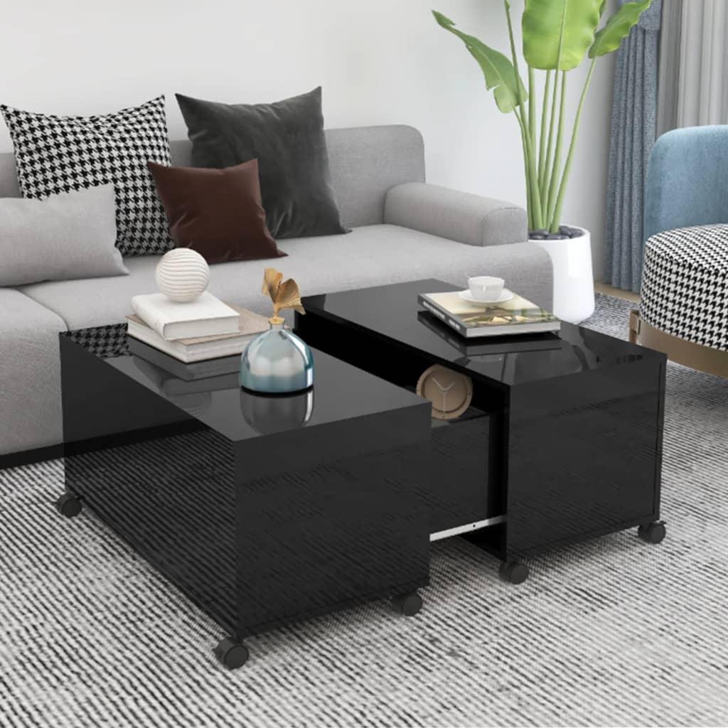 Sofabord 75x75x38 cm konstrueret træ sort højglans