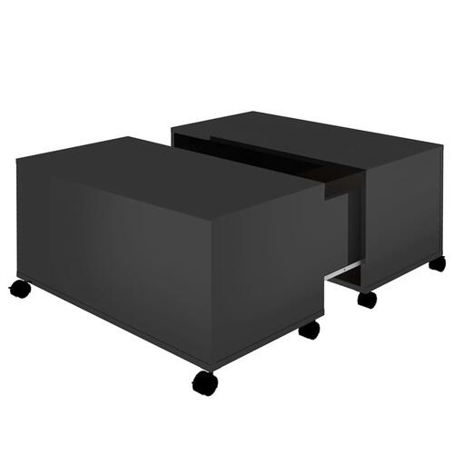 Sofabord 75x75x38 cm konstrueret træ sort højglans