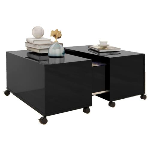 Sofabord 75x75x38 cm konstrueret træ sort højglans