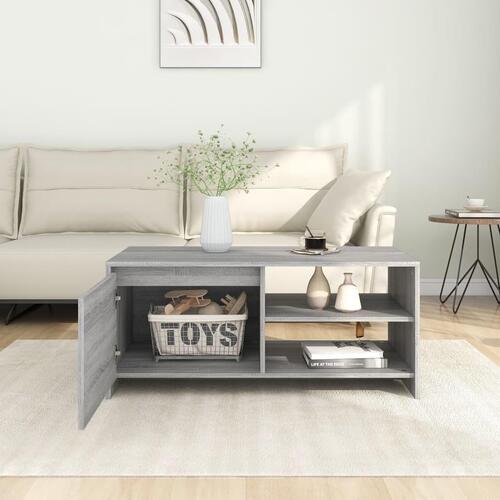 Sofabord 102x50x45 cm konstrueret træ grå sonoma-eg