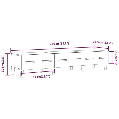 Tv-bord 150x34,5x30 cm konstrueret træ røget egetræsfarve