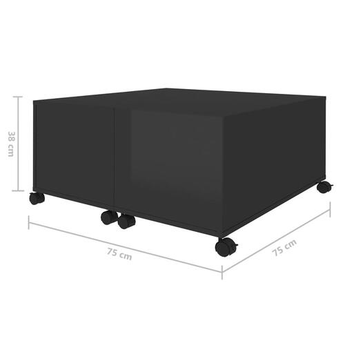Sofabord 75x75x38 cm konstrueret træ sort højglans