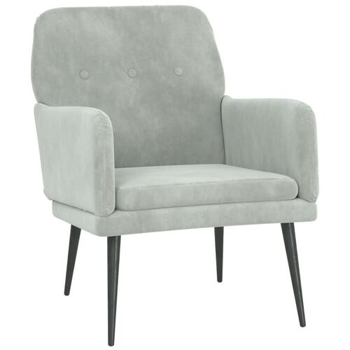 Lænestol 62x79x79 cm velour lysegrå