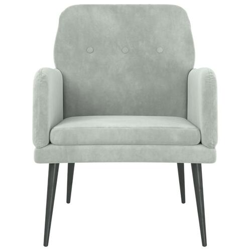 Lænestol 62x79x79 cm velour lysegrå