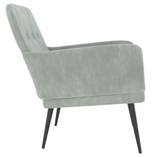 Lænestol 62x79x79 cm velour lysegrå