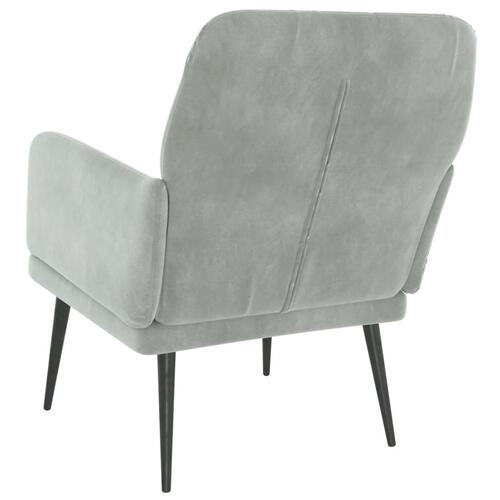 Lænestol 62x79x79 cm velour lysegrå