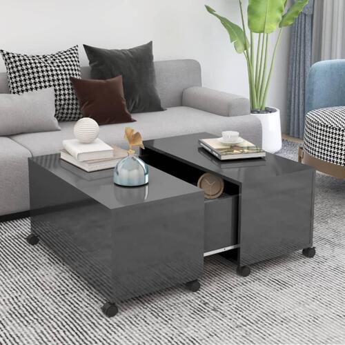 Sofabord 75x75x38 cm konstrueret træ grå højglans