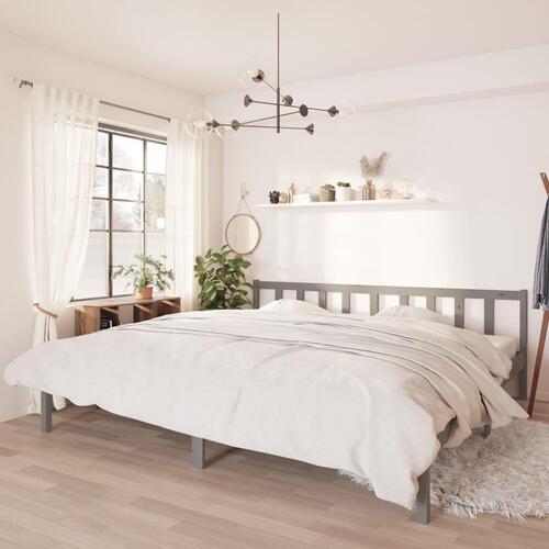 Sengestel 200x200 cm massivt fyrretræ grå