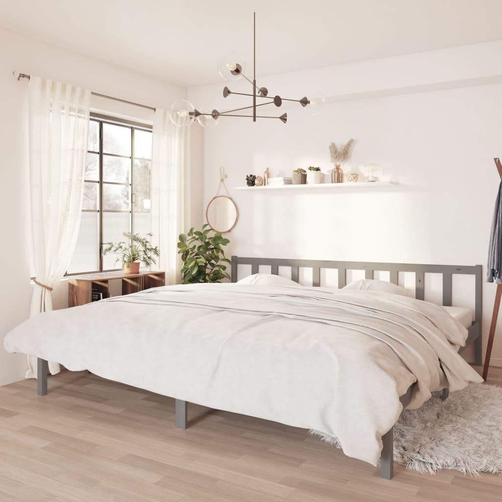 Sengestel 200x200 cm massivt fyrretræ grå