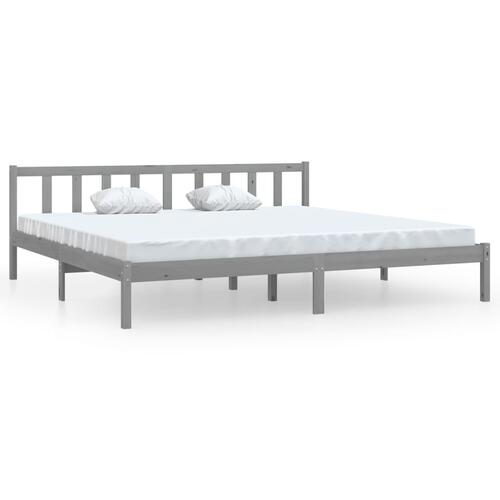 Sengestel 200x200 cm massivt fyrretræ grå