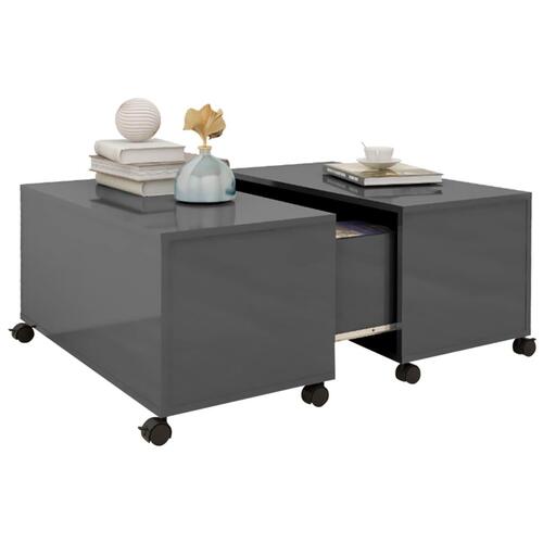 Sofabord 75x75x38 cm konstrueret træ grå højglans