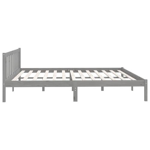Sengestel 200x200 cm massivt fyrretræ grå