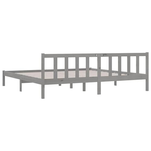 Sengestel 200x200 cm massivt fyrretræ grå