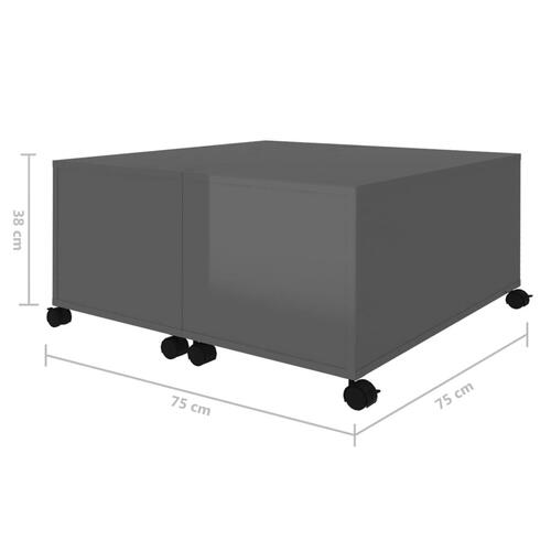 Sofabord 75x75x38 cm konstrueret træ grå højglans
