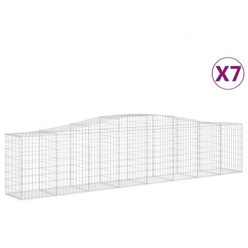 Buede gabionkurve - 7 stk. 400×50×80/100 cm i galvaniseret jern