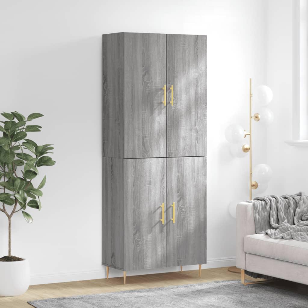 Højskab 69,5x34x180 cm konstrueret træ grå sonoma-eg billede