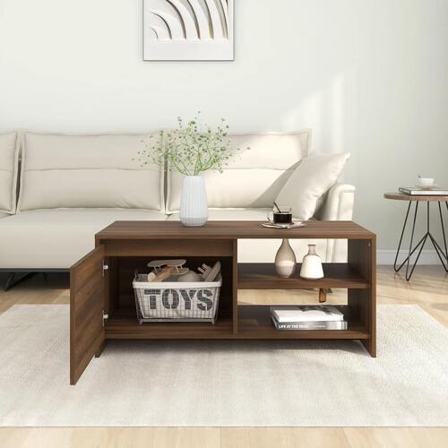 Sofabord 102x50x45 cm konstrueret træ brun egetræsfarve