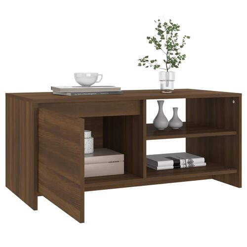 Sofabord 102x50x45 cm konstrueret træ brun egetræsfarve