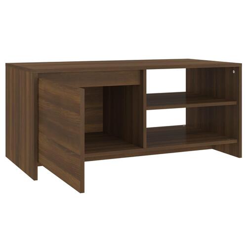 Sofabord 102x50x45 cm konstrueret træ brun egetræsfarve