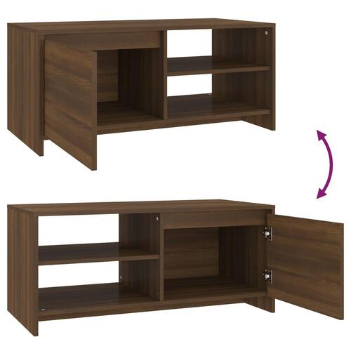 Sofabord 102x50x45 cm konstrueret træ brun egetræsfarve