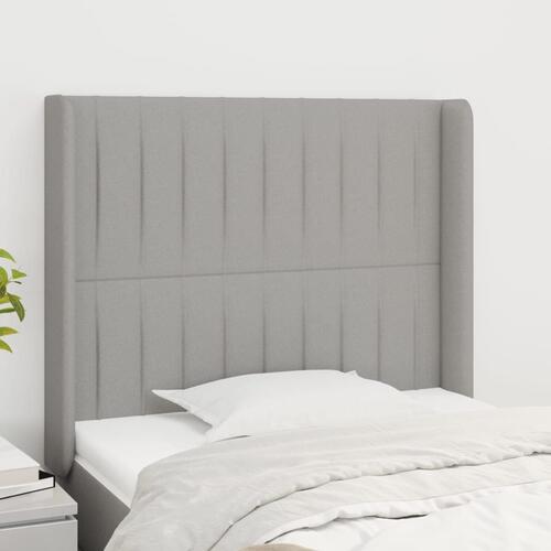 Sengegavl med kanter 83x16x118/128 cm stof lysegrå