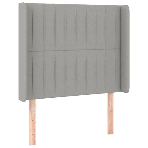 Sengegavl med kanter 83x16x118/128 cm stof lysegrå