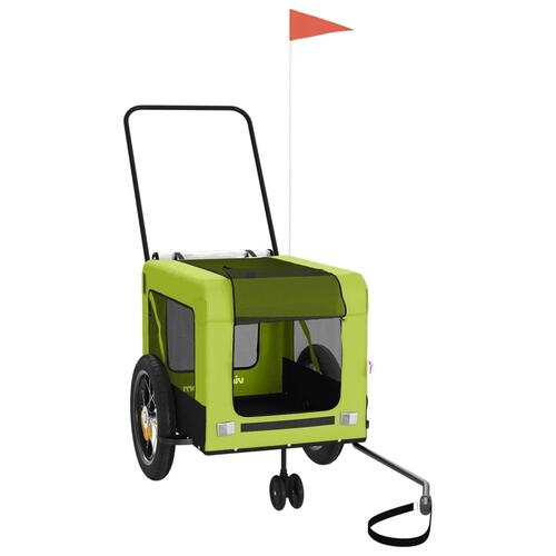 Hundetrailer til cykel oxfordstof og jern grøn og sort