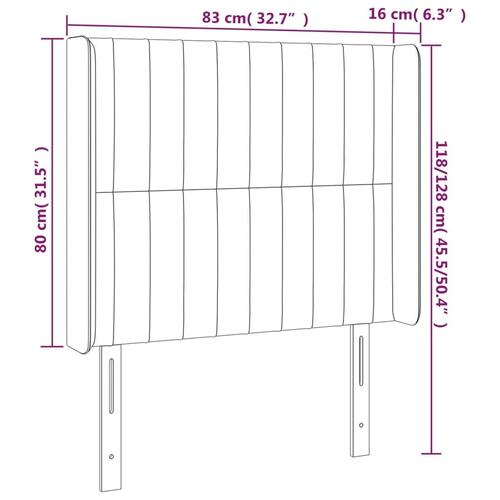 Sengegavl med kanter 83x16x118/128 cm stof lysegrå