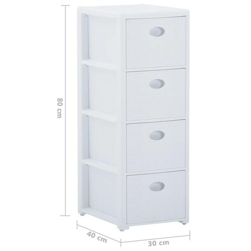 Kommode 30x40x80 cm 4 skuffer hvid