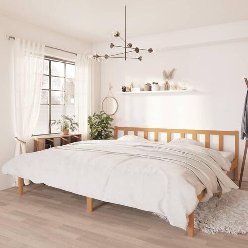 Sengestel 200x200 cm massivt fyrretræ gyldenbrun