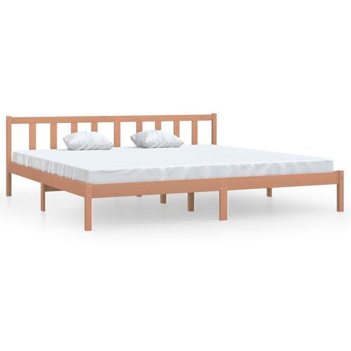 Sengestel 200x200 cm massivt fyrretræ gyldenbrun