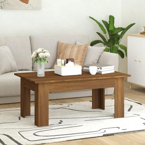 Sofabord 100x60x42 cm konstrueret træ brun egetræsfarve