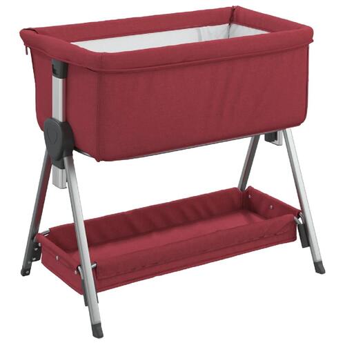 Babyseng med madras linnedstof rød