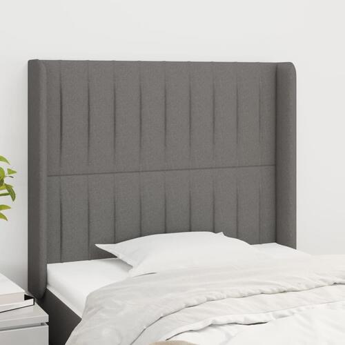 Sengegavl med kanter 83x16x118/128 cm stof mørkegrå