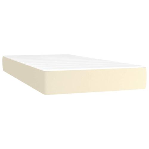 Springmadras med pocketfjedre 90x200x20 cm kunstlæder creme