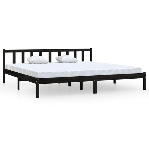 Sengestel 200x200 cm massivt fyrretræ sort