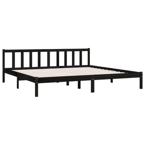 Sengestel 200x200 cm massivt fyrretræ sort