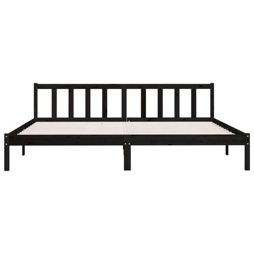 Sengestel 200x200 cm massivt fyrretræ sort