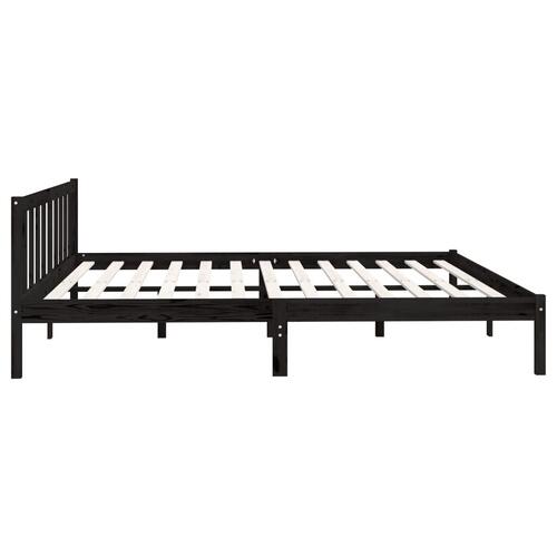 Sengestel 200x200 cm massivt fyrretræ sort
