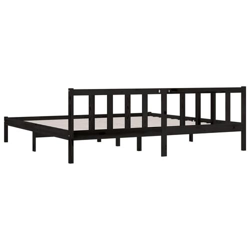 Sengestel 200x200 cm massivt fyrretræ sort