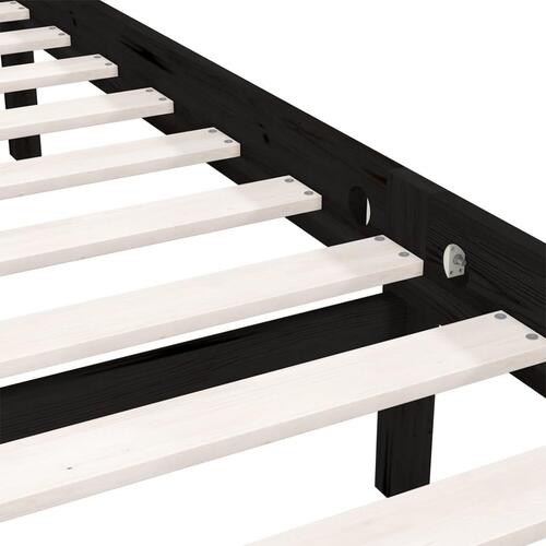 Sengestel 200x200 cm massivt fyrretræ sort