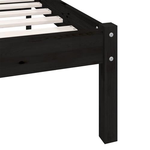 Sengestel 200x200 cm massivt fyrretræ sort
