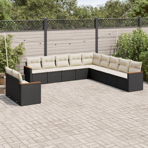 Sofasæt til haven 11 dele med hynder polyrattan sort