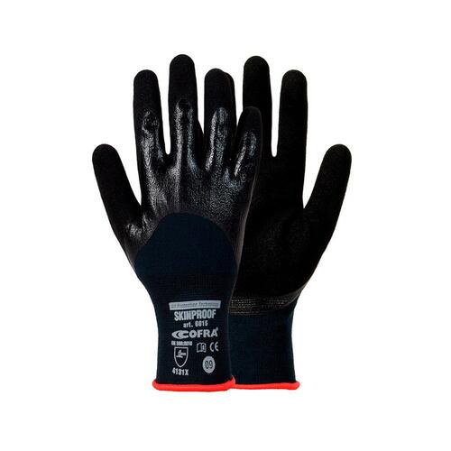 Arbejdshandsker Cofra Skinproof Sort Nylon Elastane Nitril 10