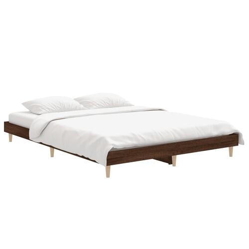 Sengestel 135x190 cm konstrueret træ brun eg